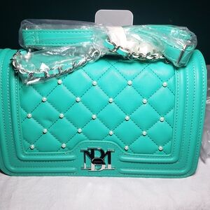 Badgley Mischka Vegan leather Teal Crossbody bag NWT